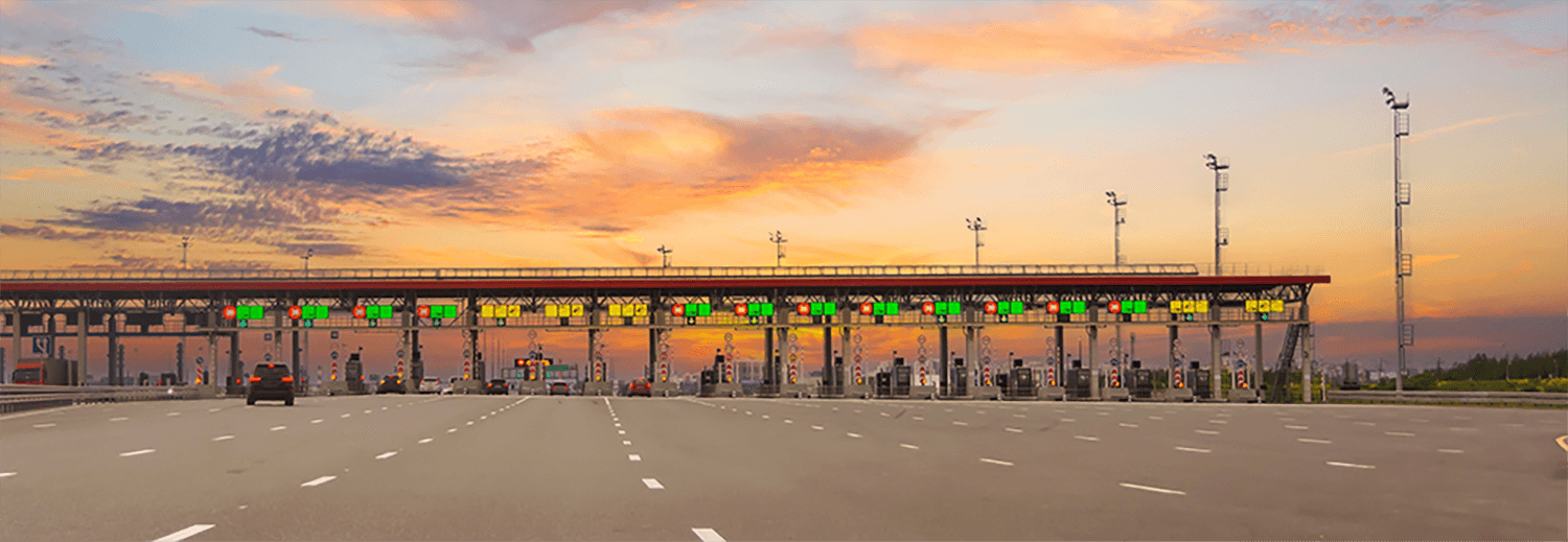 View of the motorway with toll gates